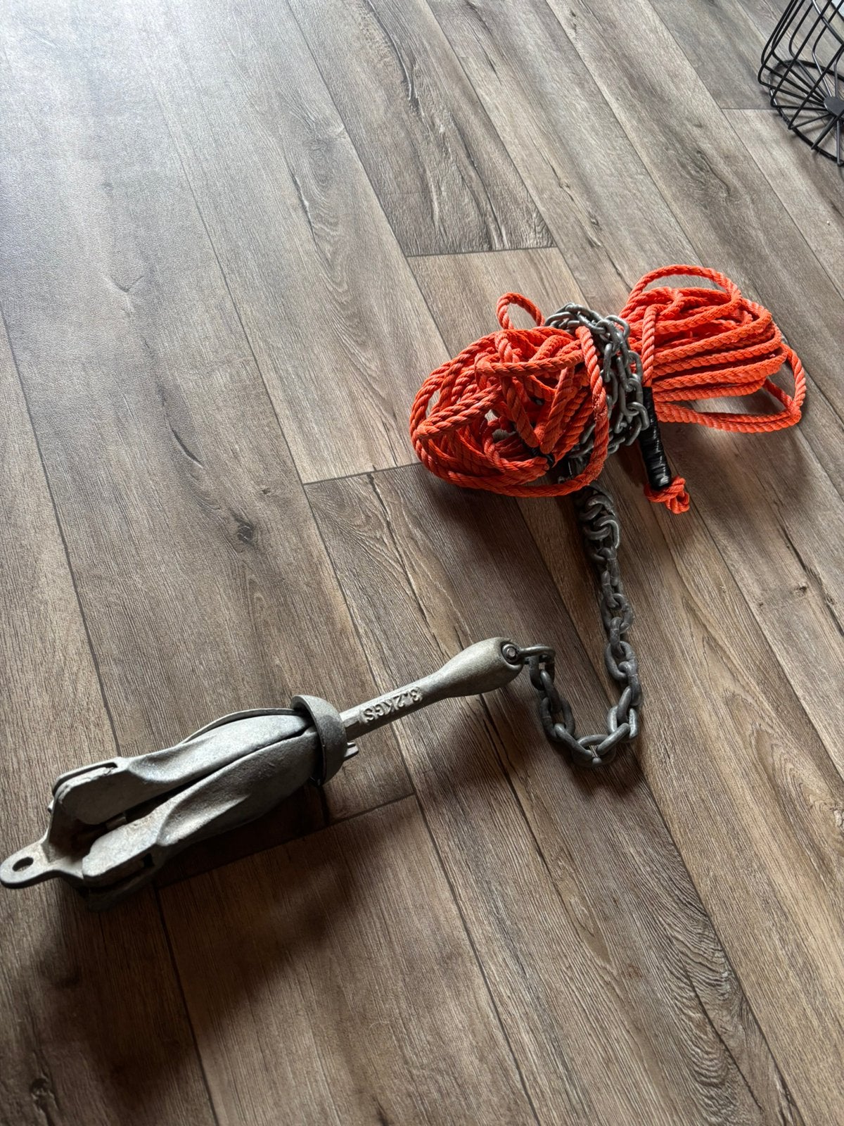Klapanker 3,5 kilo met touw en ketting, Watersport en Boten, Ophalen of Verzenden, Zo goed als nieuw, Ankeren en Afmeren