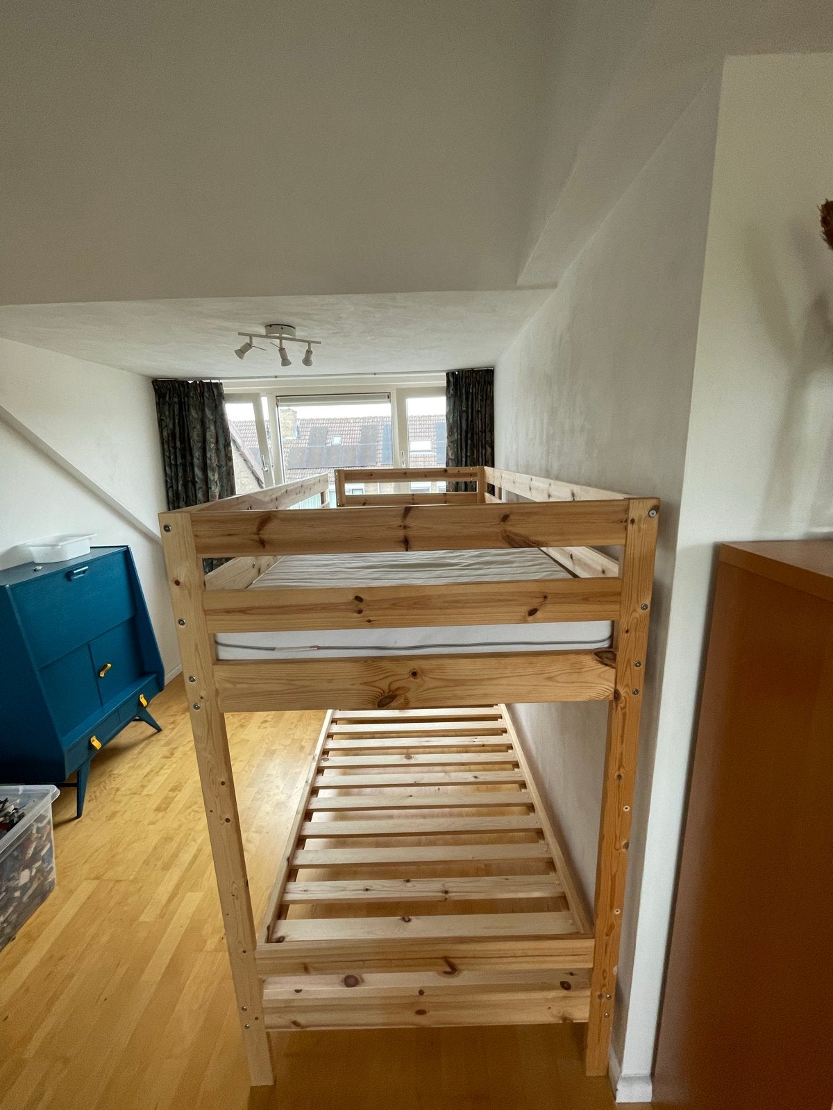 Stevig houten ikea stapelbed Mydal met lattenbodems, Ophalen, Gebruikt, 90 cm, 160 tot 180 cm