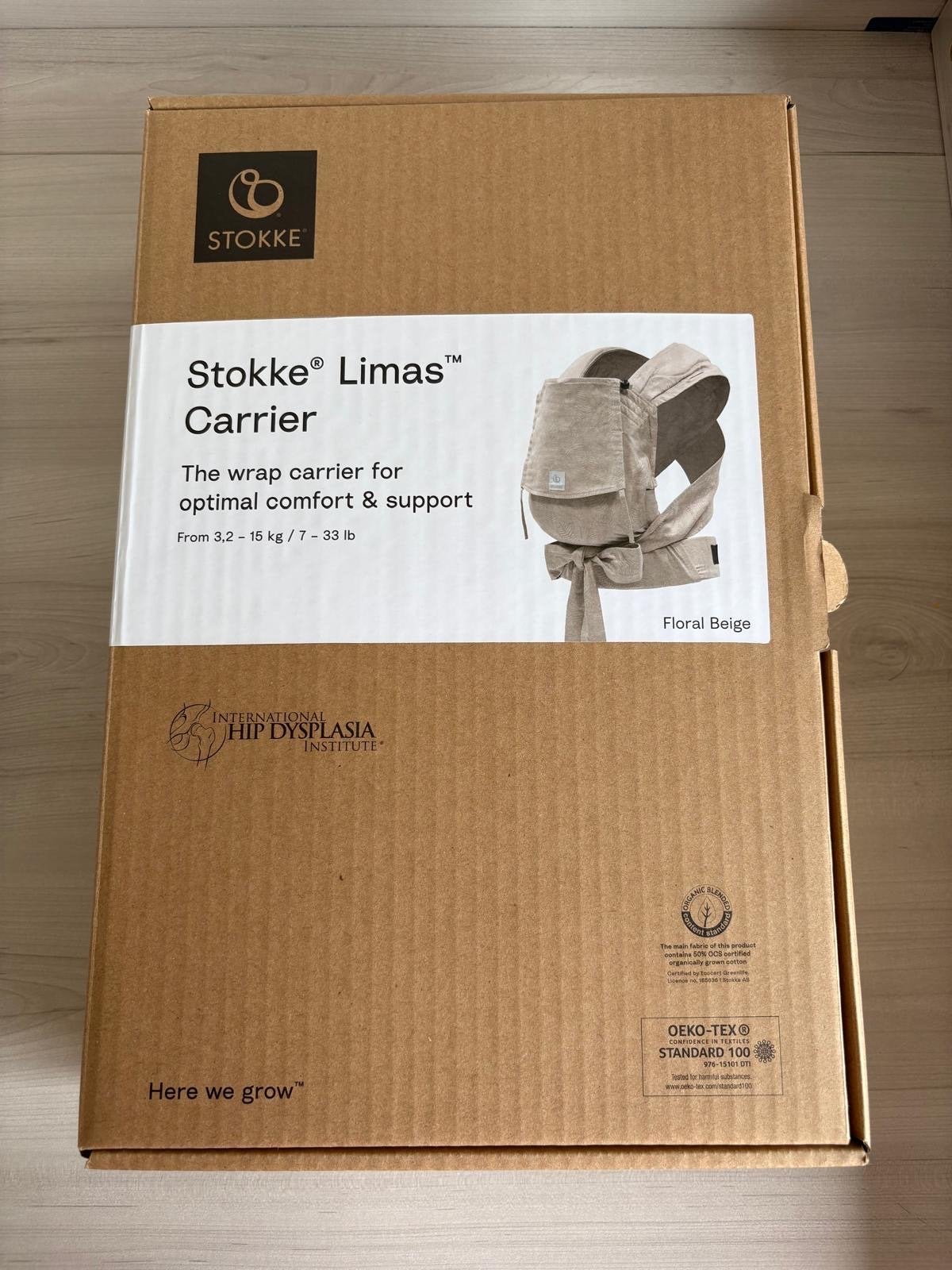 Stokke Limas Carrier Draagzak - Floral Beige, Overige merken, Ophalen of Verzenden, Zo goed als nieuw, Buik, Rug of Zij