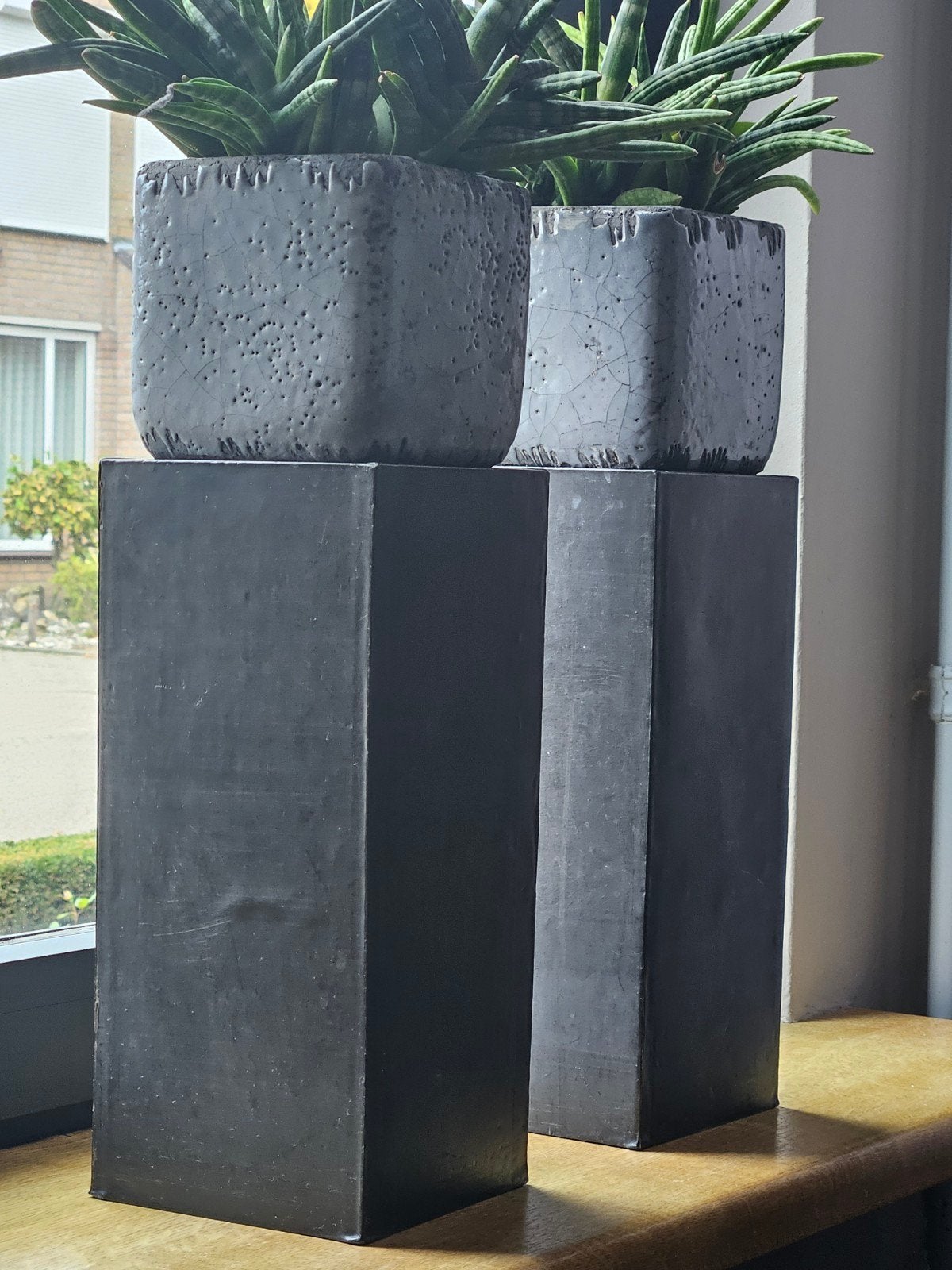 vensterbank vaas 4x, Zwart, Ophalen of Verzenden, Zo goed als nieuw, 13 cm