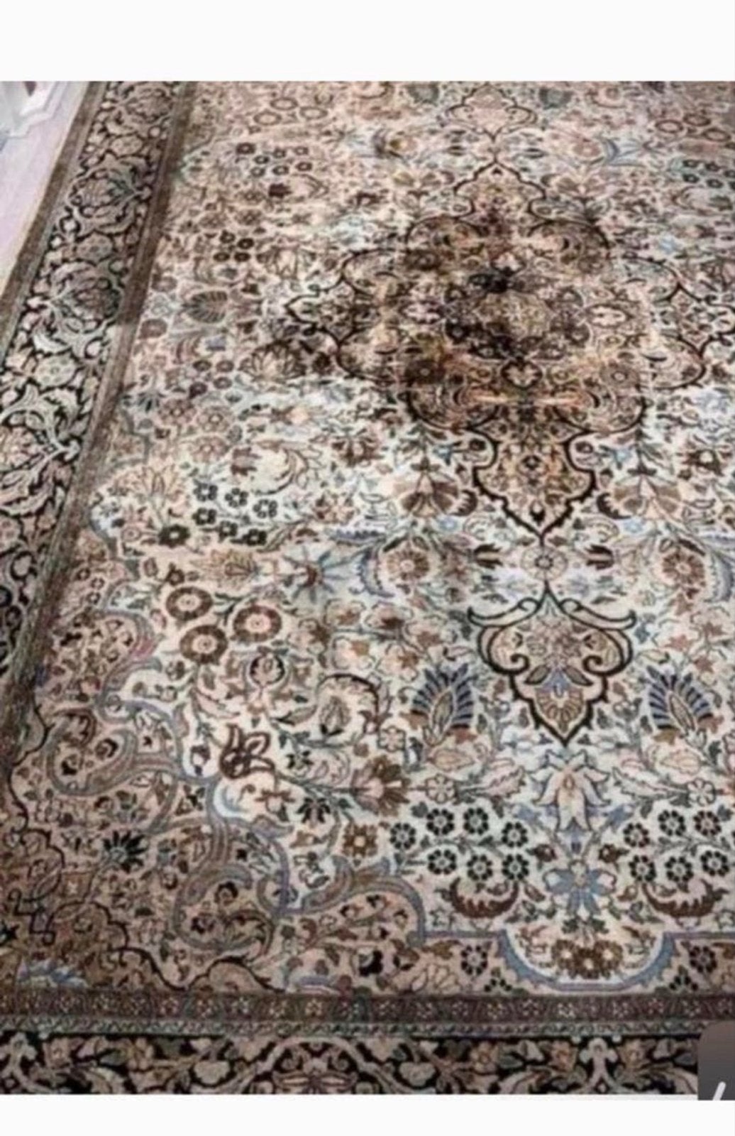 Schitterend handgeknoopt Perzisch zijden tapijt 190x290cm, Huis en Inrichting, Stoffering | Tapijten en Kleden, Gebruikt, Beige