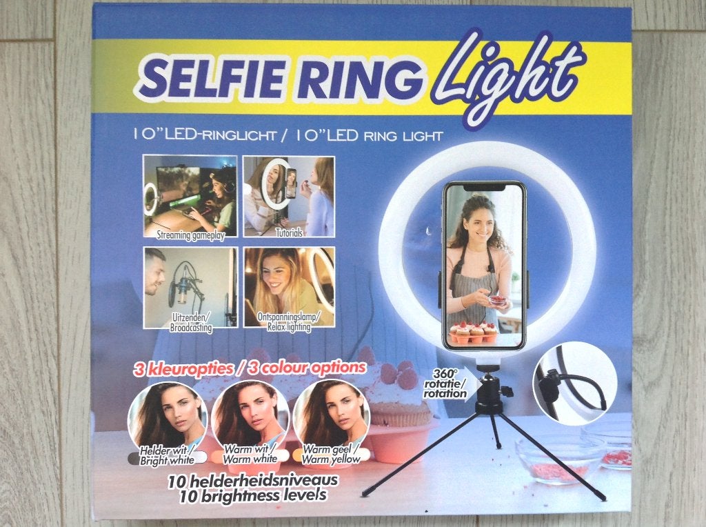 Selfiering nieuw 10 inch led met USB en telefoonhouder nieuw, Ophalen of Verzenden, Nieuw