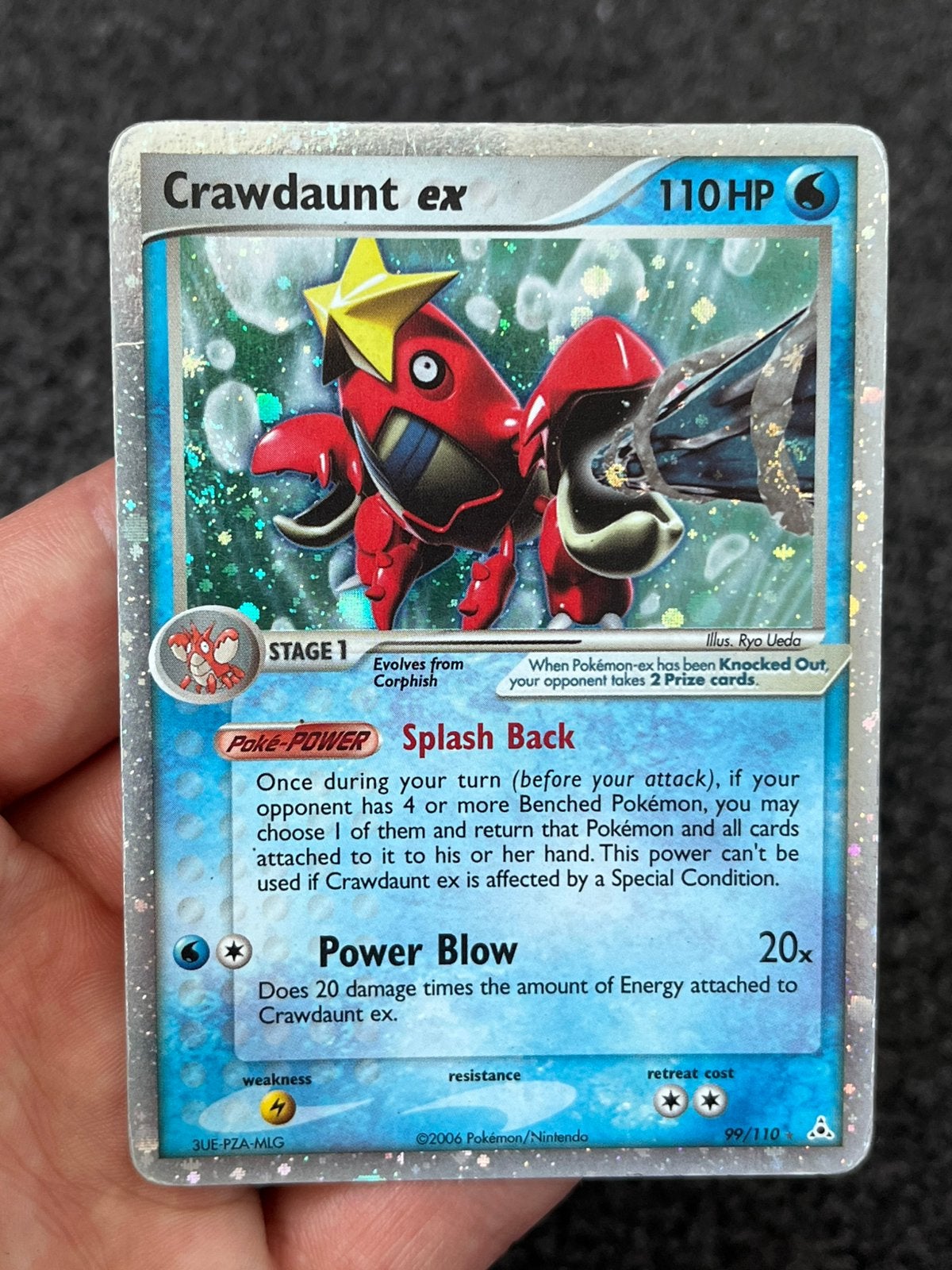 Pokémon Crawdaunt ex holo #90 ex holon phantoms LP, Ophalen of Verzenden, Zo goed als nieuw, Losse kaart, Foil