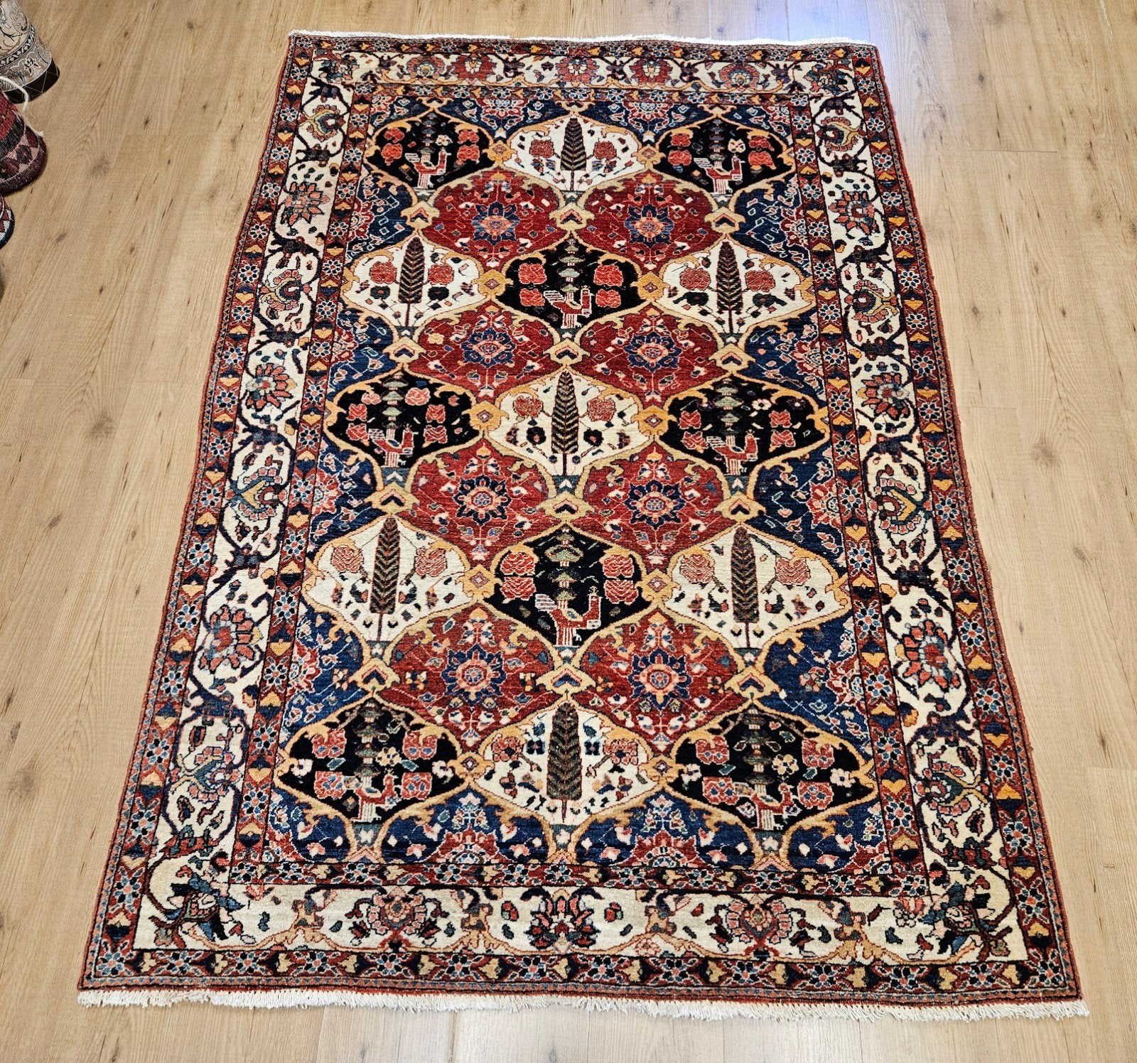 Vintage handgeknoopt perzisch tapijt bakhtiar 212x144, Info@SlatsAntiek.nl, Tweedehands, 100 tot 150 cm, Perzisch
