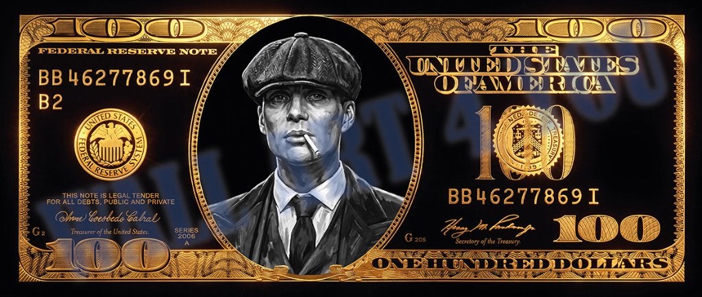 Shelby Peaky Blinders dollar biljet plexiglas, 50 – 75, Info@wallart4you.nl, Verzenden, Nieuw