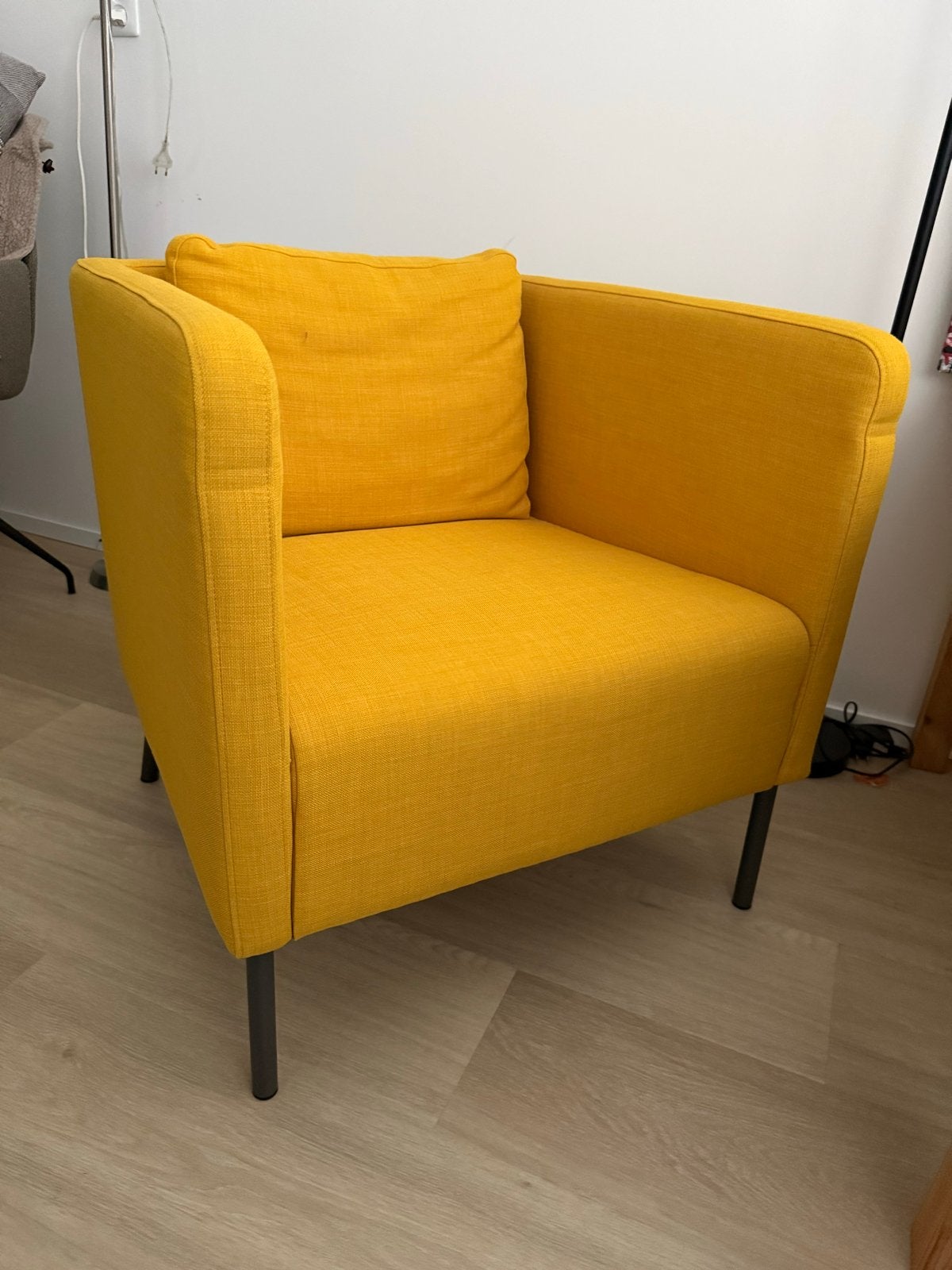 Twee Ikea Gele fauteuil met kussen - Zo goed als nieuw, Ophalen, Minder dan 75 cm, Zo goed als nieuw, Stof