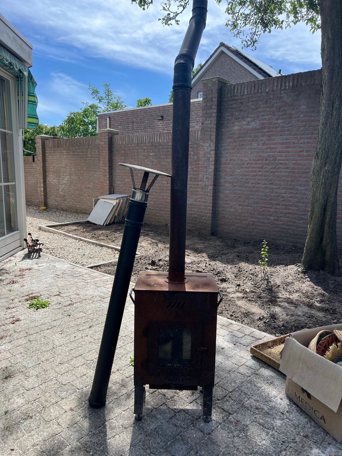 Cortenstalen K-Stove Vesuvius pelletkachel, Huis en Inrichting, Kachels, Ophalen, Gebruikt, Overige brandstoffen, Pelletkachel