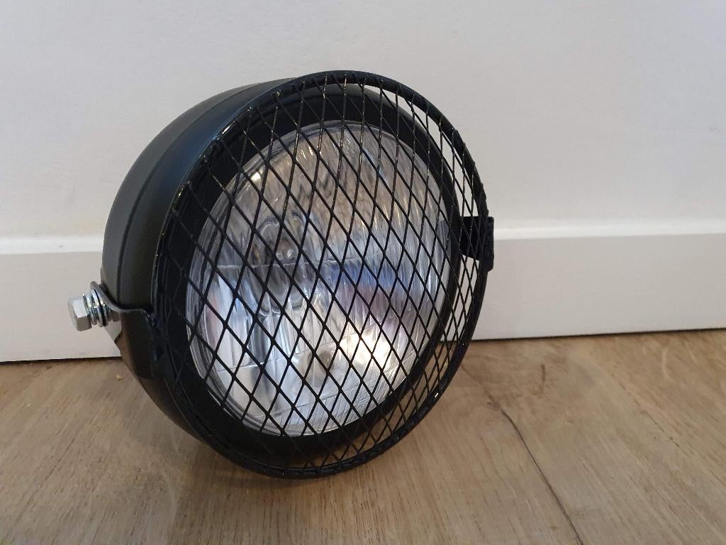Koplamp zwart caferacer bobber scrambler + rooster, Ophalen of Verzenden