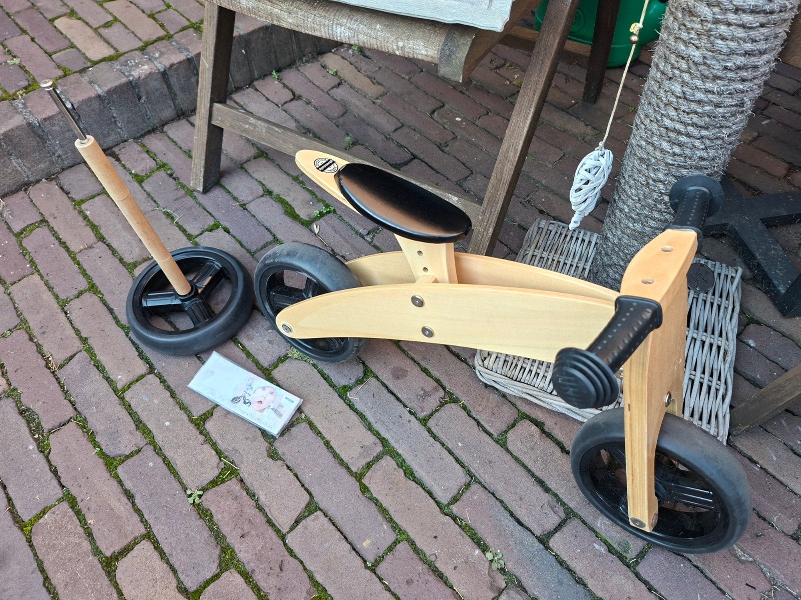 Houten kinder loopfietsje 2-in-1: loopfiets en driewieler
