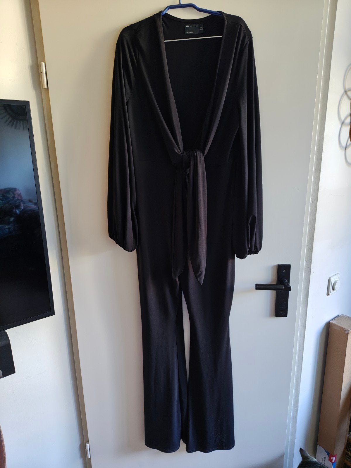 jumpsuit zwart kreukvrij stretch maat 44 46 xl csos, Ophalen of Verzenden, Zo goed als nieuw, Maat 42/44 (L), Zwart