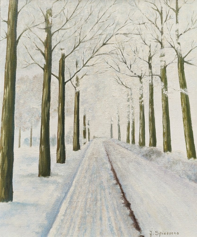 J. Spiessens - Bomen in de sneeuw, Antiek en Kunst, Kunst | Schilderijen | Klassiek, Ophalen of Verzenden