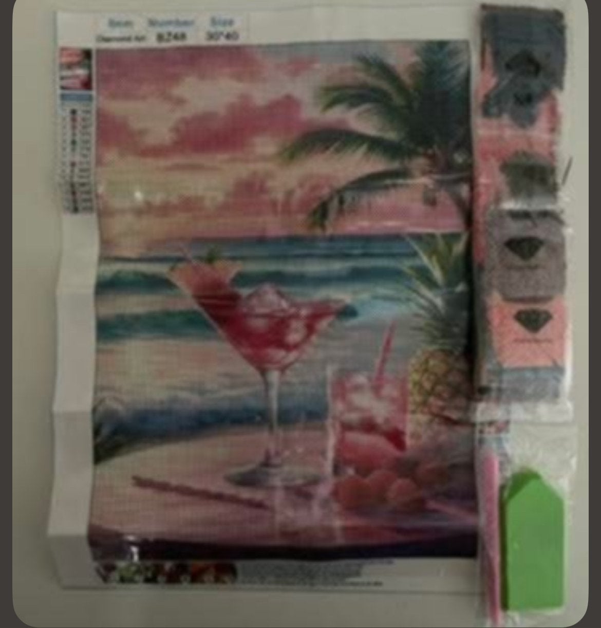 Diamond Painting cocktail strand 30x40 rond Nieuw, Ophalen of Verzenden