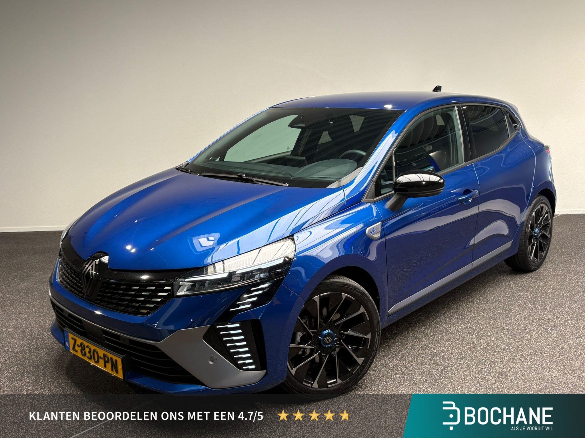 Renault Clio 1.6 E-Tech Full Hybrid 145 esprit Alpine | Trek, Auto's, Gebruikt, Met garantie (alle), Blauw, Leder en Stof