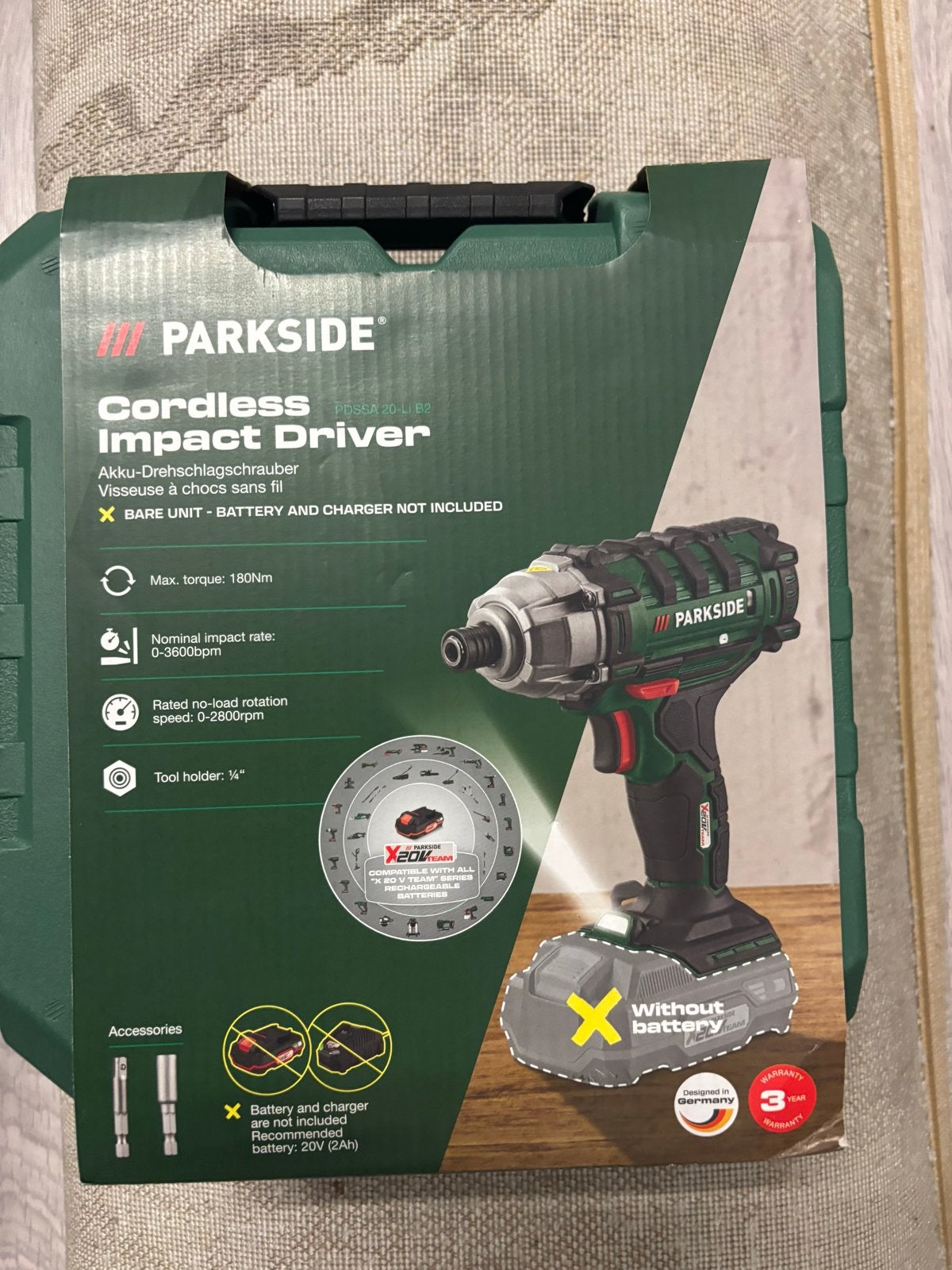 Parkside Accu Slagschroevendraaier, Ophalen, Variabele snelheid, Overige typen, Nieuw