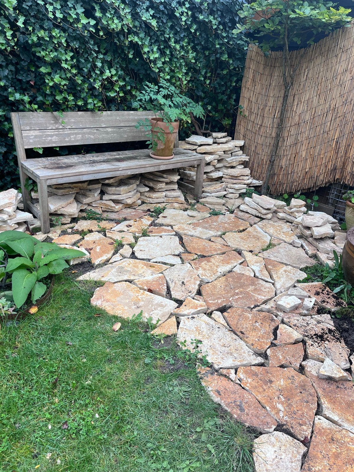 Nieuwe Bourgogne flagstones 'yellow sun'  ca. 7 m² over, Gebruikt, Natuursteen, Terrastegels, 5 tot 10 m²