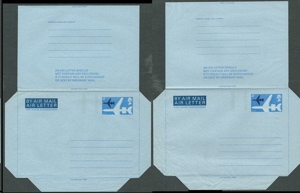ENGELAND 1971 2x 4p. VC10 Airletters, Greiner: 48 + 48-B, Pf, Verzenden, Postfris