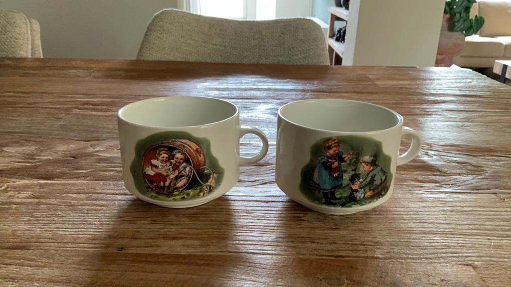 Villeroy & Boch Mettlach Kinderbekers met Gedichten, Ophalen of Verzenden