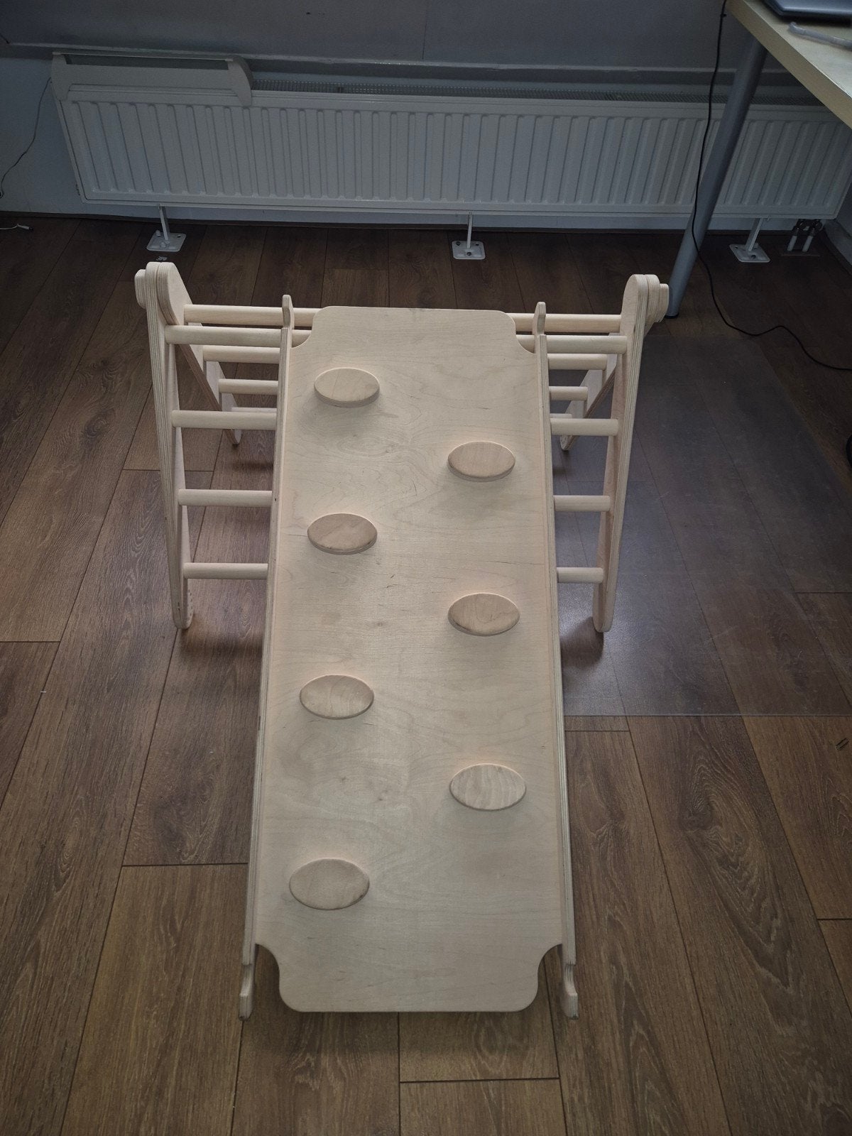 Mooi Houten Klimrek met Glijbaan - Montessori Speelgoed, Ophalen, Zo goed als nieuw, Glijbaan