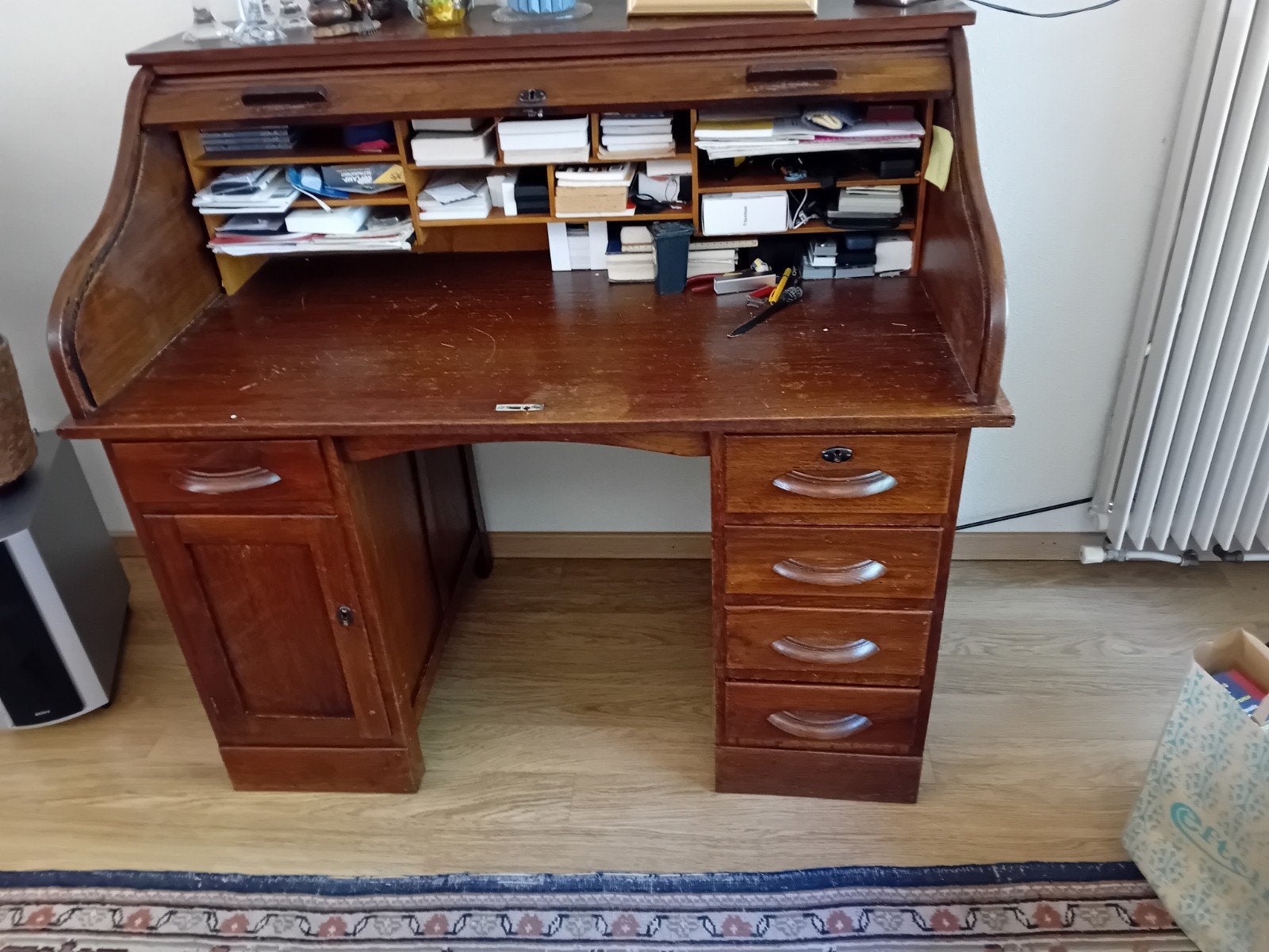 Eiken rolluik bureau - Klassiek en functioneel, Ophalen of Verzenden