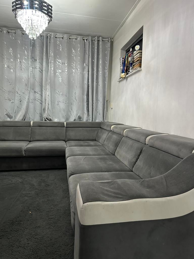 Bank, 2x salontafel, eet tafel-6 stoelen en tv kast, Ophalen of Verzenden, Gebruikt