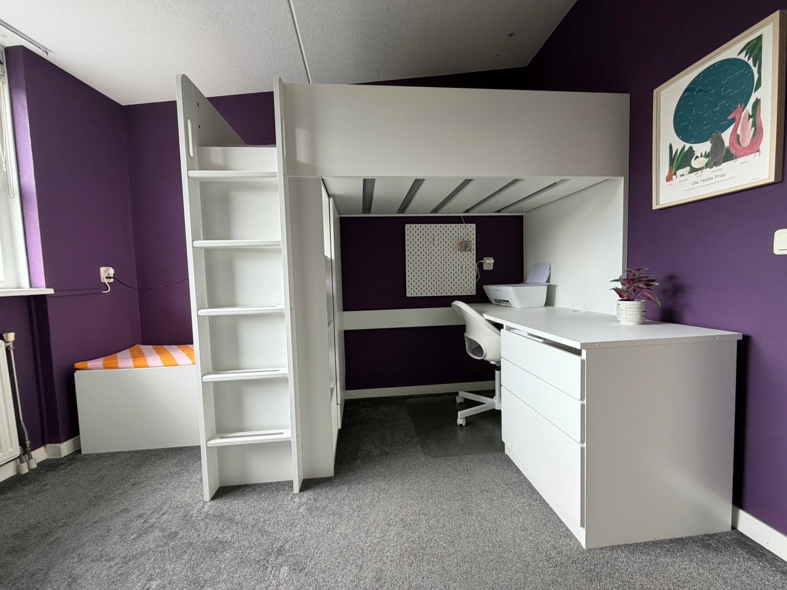 Hoogslaper Ikea, Ophalen, 90 cm, Eenpersoons, Wit