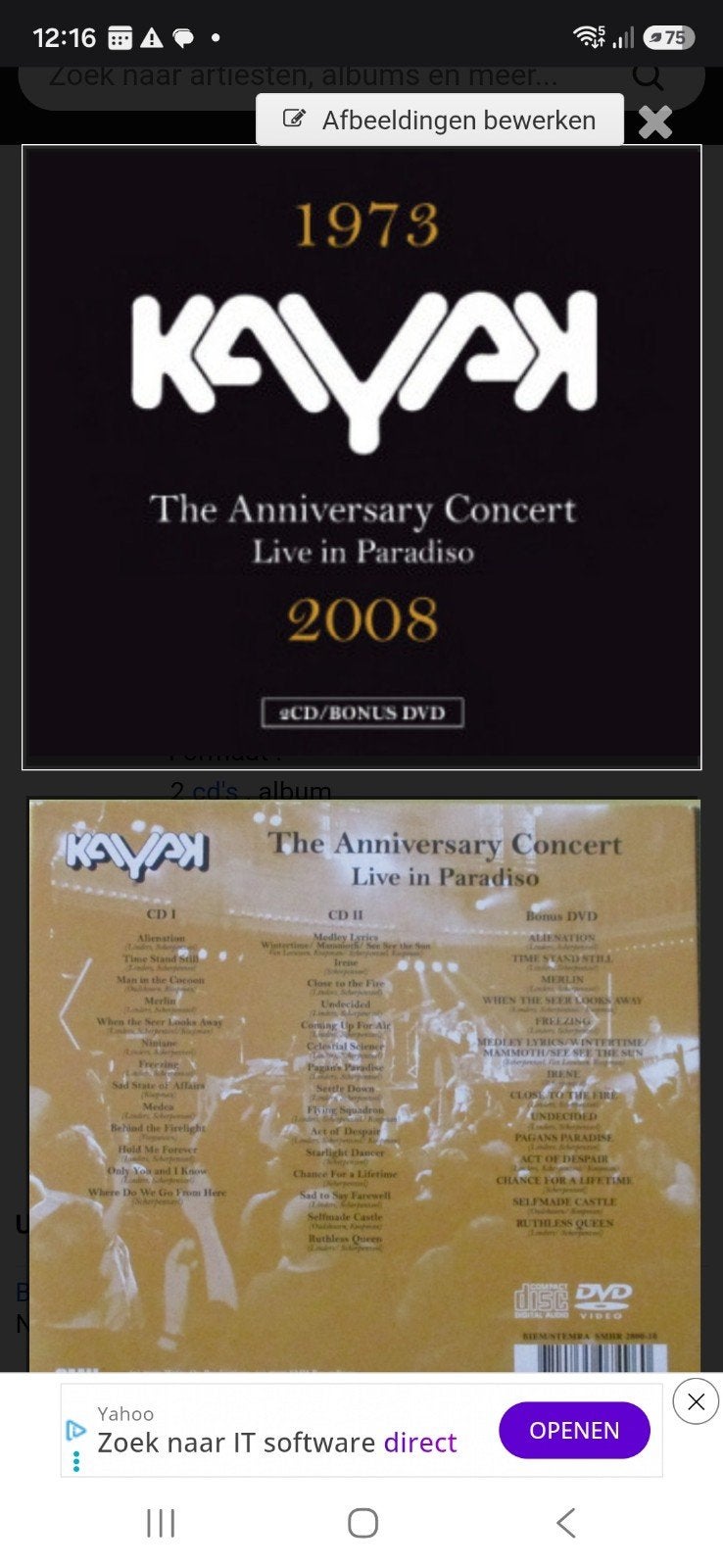 Te koop gevraagd Kayak The Anniversary concert, Ophalen of Verzenden, Gebruikt, Pop