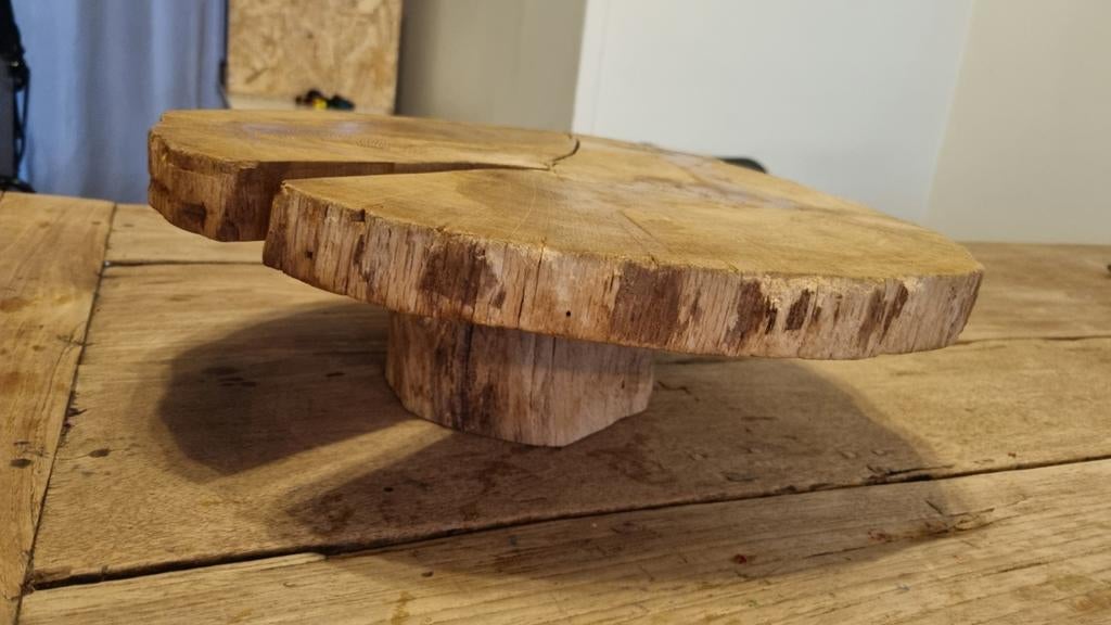Massief houten serveerplateau / taartplateau, Ophalen, Glas of Kopje