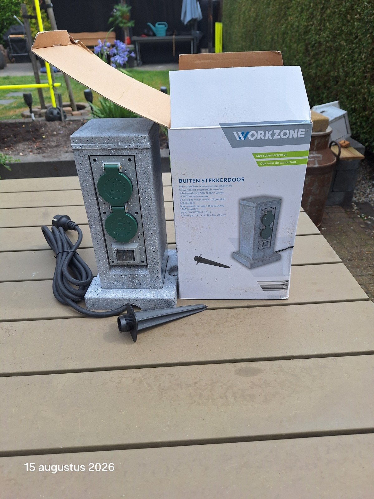 Workzone Buiten Stopcontact met schemersensor., Ophalen, Nieuw, Overige merken, Stopcontact