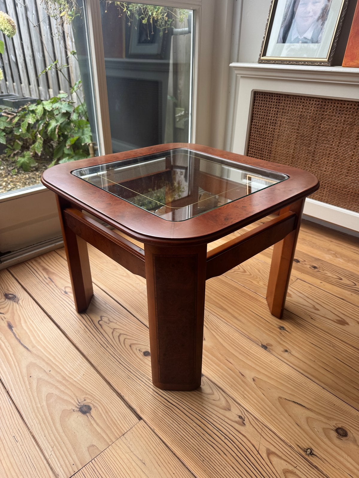 Salontafel kersenbruine houtkleur, Ophalen, Gebruikt, 50 tot 100 cm, Vierkant