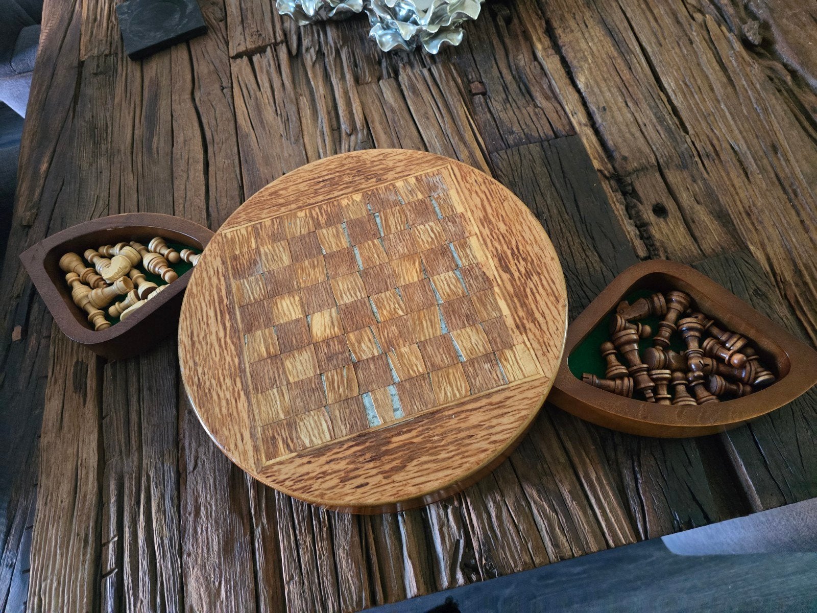 Vintage magnetisch Schaakspel Houten Bord met Lades, Ophalen of Verzenden, Gebruikt