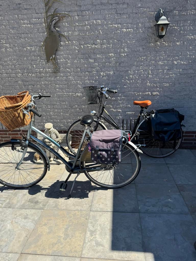 2 damesfietsen compleet met tassen en stuur mandje, Gebruikt, Versnellingen, Ophalen of Verzenden, 50 tot 53 cm
