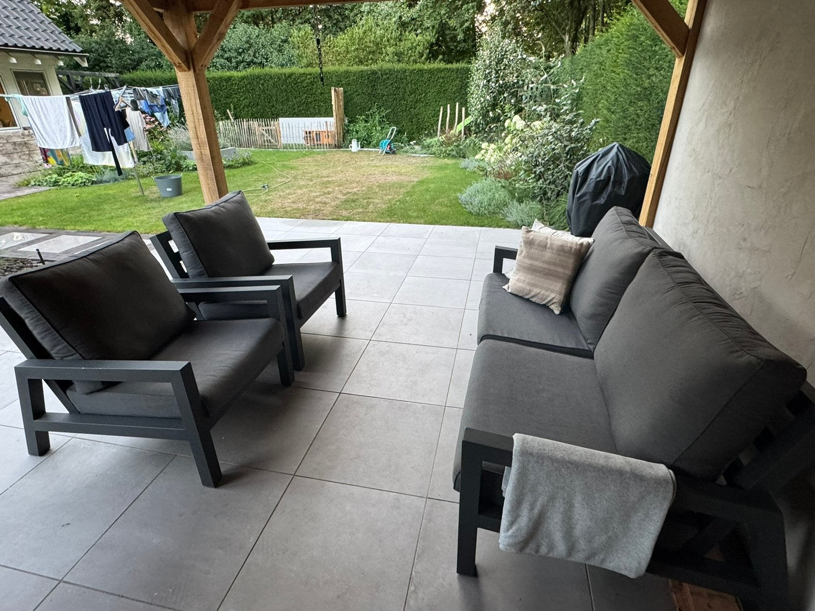 Loungeset tuinset loungebank four seasons antraciet, Ophalen, Zo goed als nieuw, Aluminium, Bank