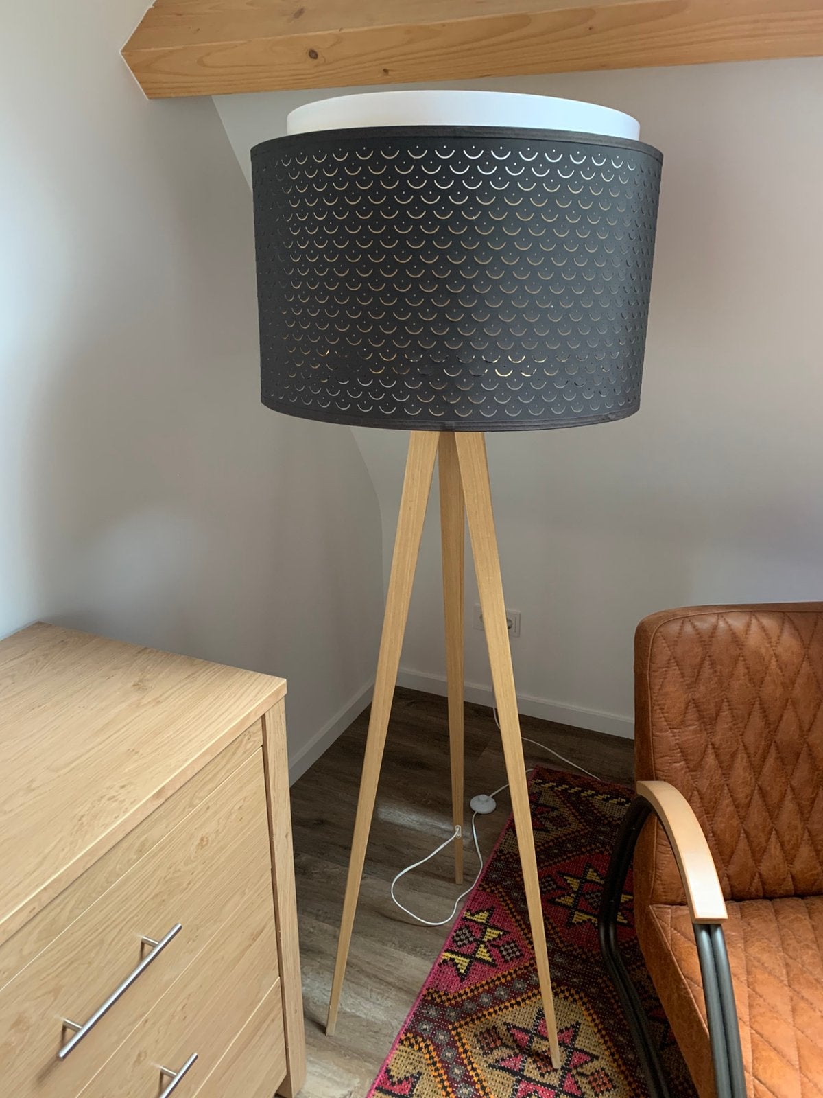 Staande art deco lamp massief eikenhouten poten, Huis en Inrichting, Ophalen, Zo goed als nieuw, 150 tot 200 cm