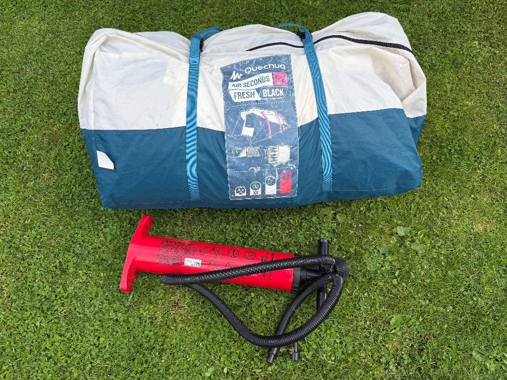Decathlon Quechua Air Seconds 5.2 Fresh & Black tent + pomp, Ophalen of Verzenden, Tot en met 4