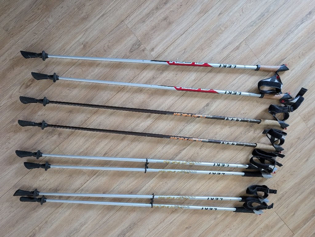 4x Leki Carbon Wandelstokken 110cm & 115cm (prijs per set), Verzenden, Zo goed als nieuw, Wandelstok