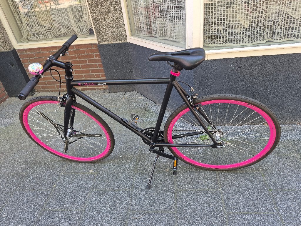 T-Moblie 4GMax racefiets, 28 inch, fixed gear, zwart, Roze, Fietsen en Brommers, 28 inch, Gebruikt, Aluminium, 57 tot 61 cm
