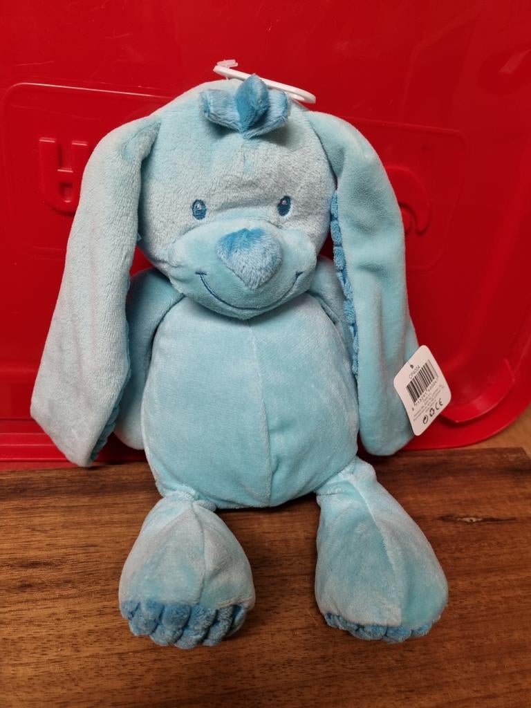 Tiamo nieuwe  blauwe konijn knuffel nr 25, Kinderen en Baby's, Ophalen of Verzenden, Nieuw, Konijn