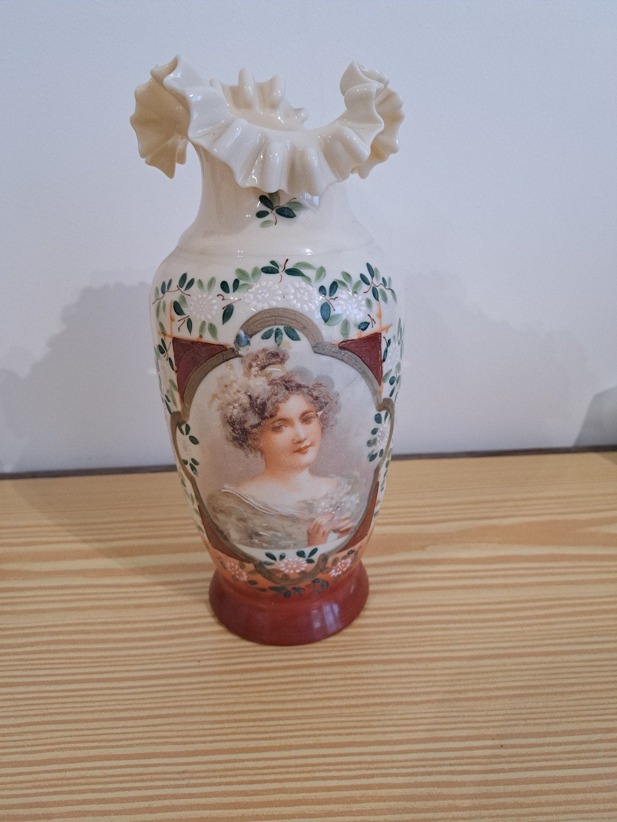 Antieke Victoriaanse/Edwardiaanse Portretvaas, Opaline Glas, Antiek en Kunst, Antiek | Vazen, Ophalen of Verzenden