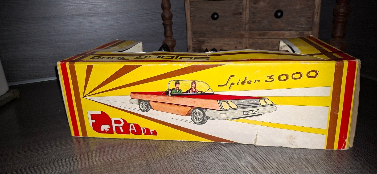 Vintage F.RADE Spider 3000 houten cabriolet auto(42x20cm), Ophalen of Verzenden, Gebruikt