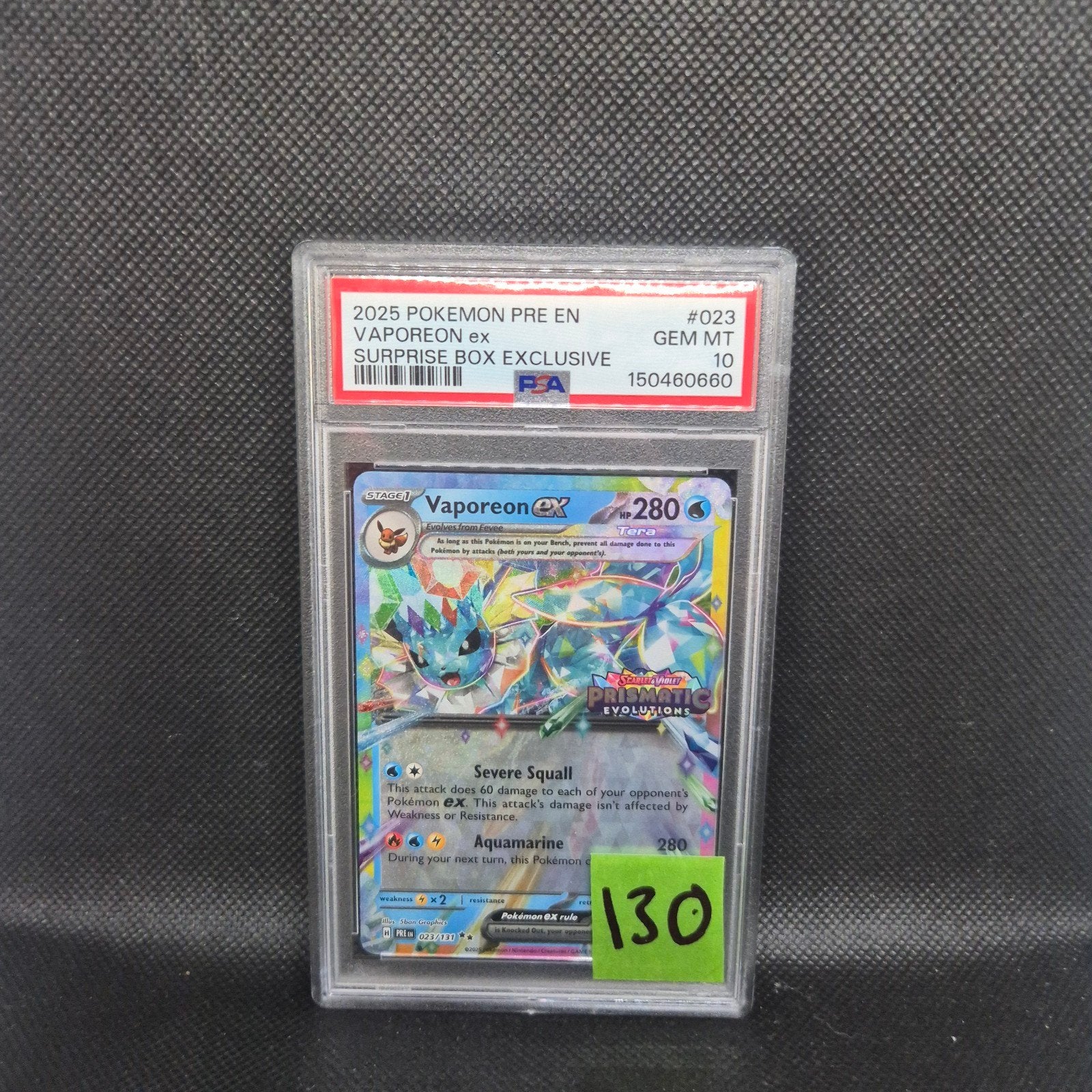 Vaporeon Ex Prismatic Evolutions PSA 10, Ophalen of Verzenden, Zo goed als nieuw