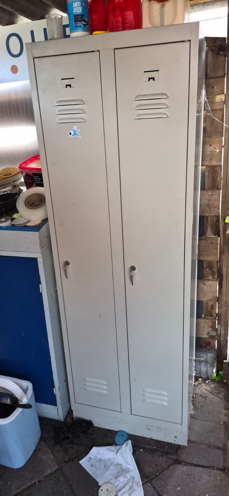Dubbele Fabrieks/School Locker - Metaal, Ophalen, Gebruikt, Industrieel, functioneel