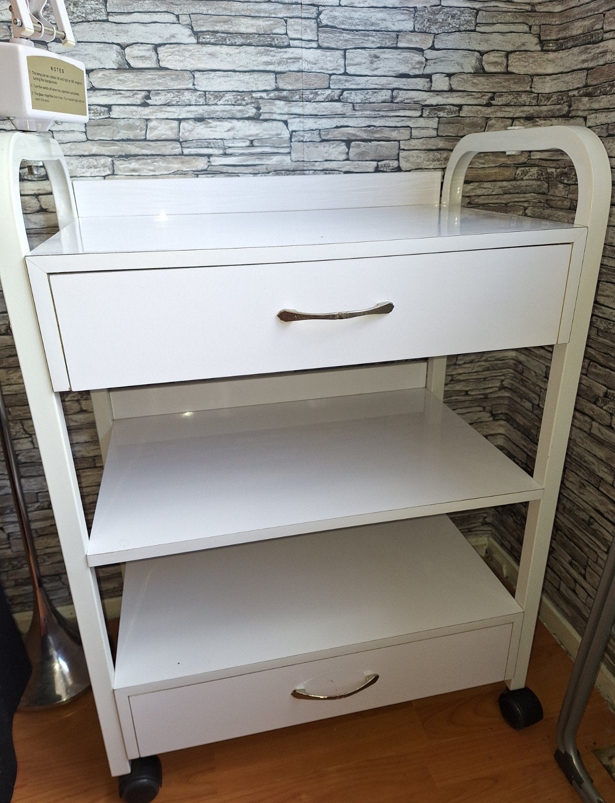professionele hoogglans wit verrijdbare werktafel(cosmetisc, Ophalen, Vergrootglas of Loep