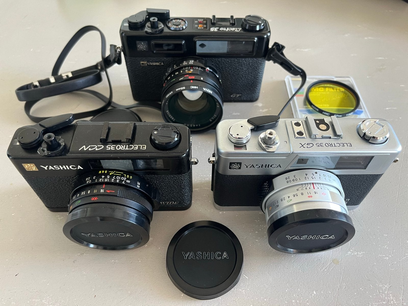 3 Yashica Electro 35 rangefinder camera's: CCN, GX & GTN, Ophalen of Verzenden, Gebruikt, Compact, Overige Merken