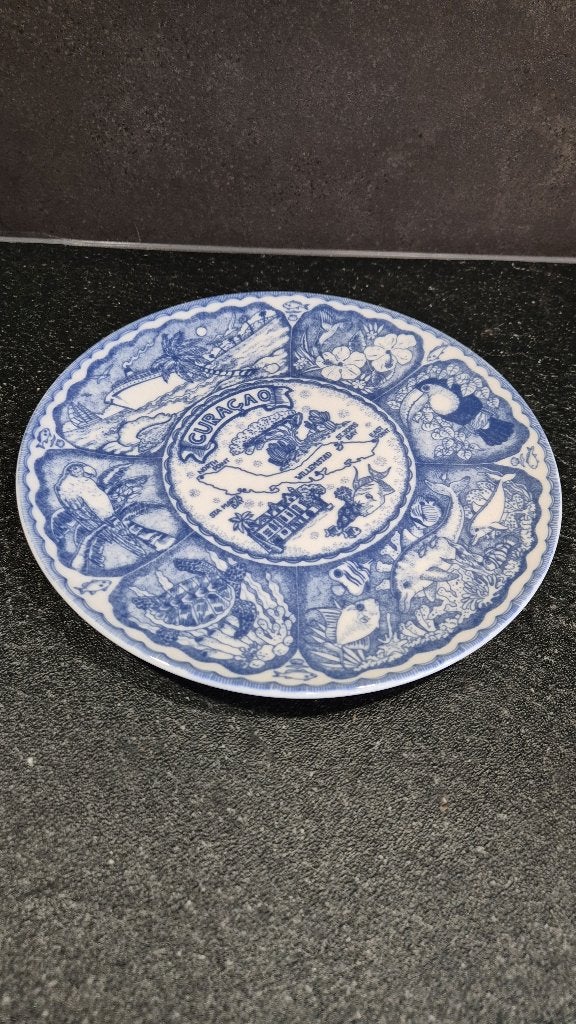 Delfts blauw bord Curacao, American Gift, 24cm. 5A14, Ophalen of Verzenden