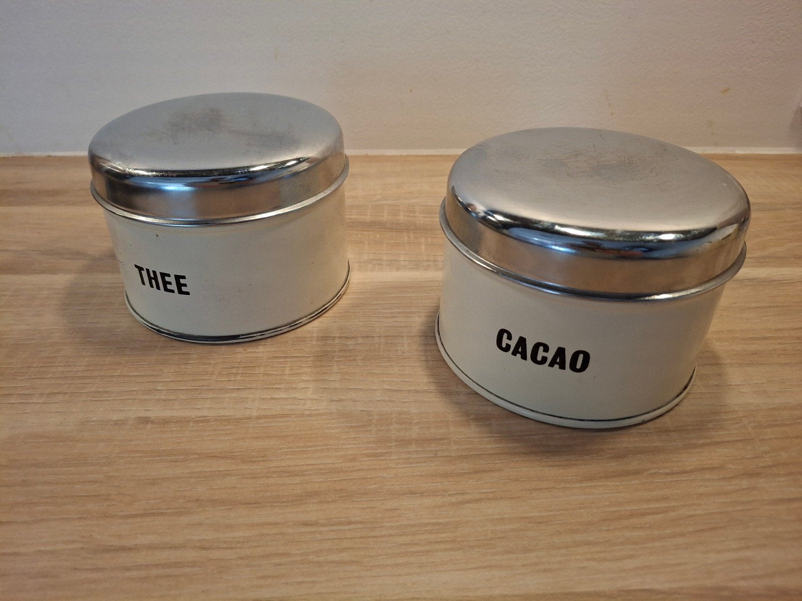 Vintage Brabantia voorraadblikken (thee en cacao), Antiek en Kunst, Ophalen of Verzenden