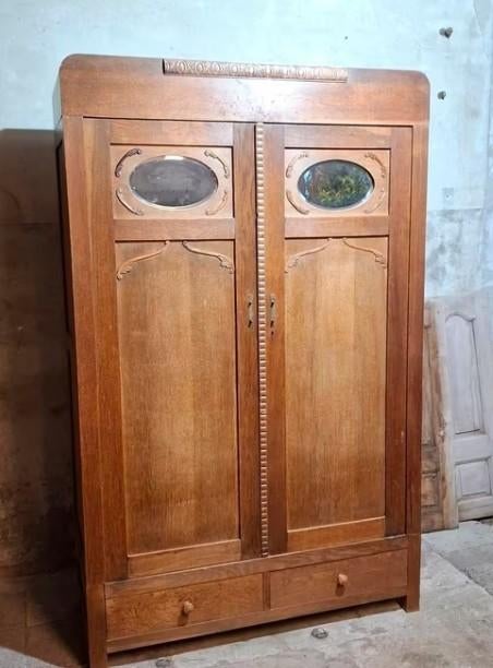 oude antiek vintage kledingkast kast art deco demontabel, Huis en Inrichting, Kasten | Kledingkasten, Gebruikt, 100 tot 150 cm