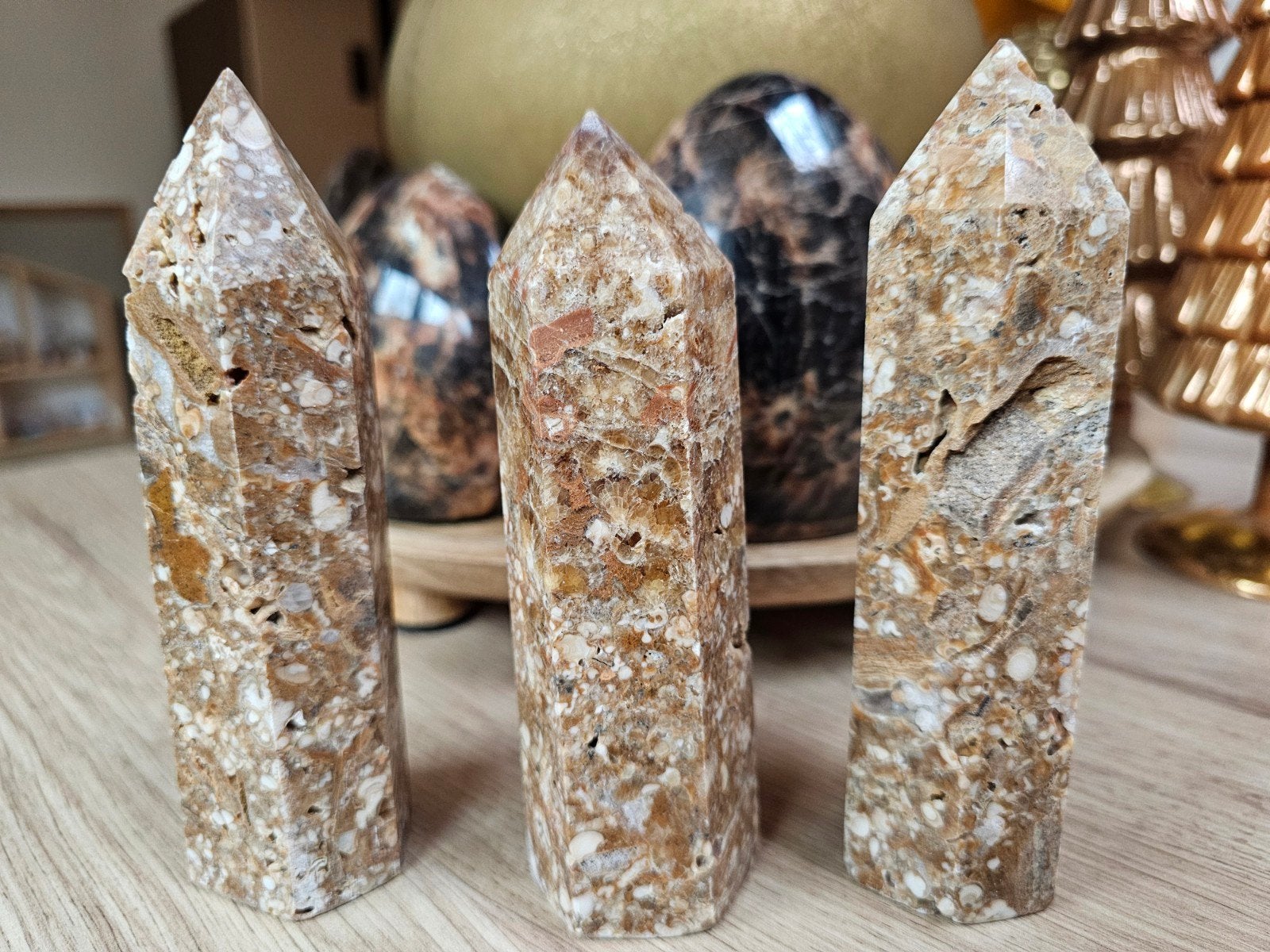 3 Grote Fossiel Jaspis Torens - 1034 gram, Ophalen of Verzenden, Fossiel