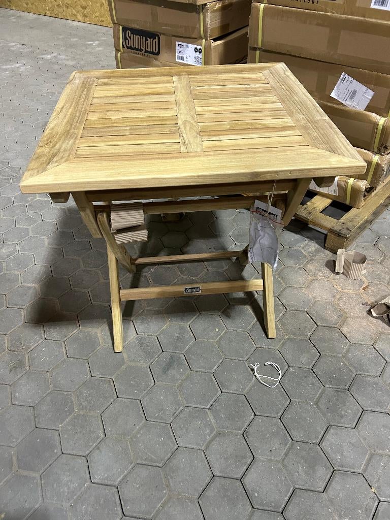 Nieuwe Teakhouten Klaptafels Sunyard Preston – 70x70 cm, Tuin en Terras, Tuintafels, Nieuw, Rechthoekig, Teakhout, Ophalen