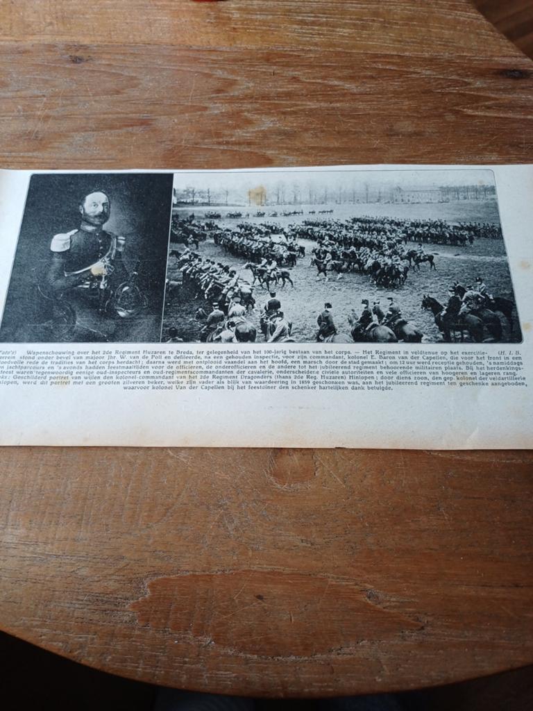Knipsel 2de regiment Huzaren  Breda 100 jaar 1915, Verzamelen, Militaria | Algemeen, Ophalen of Verzenden, Landmacht, Nederland