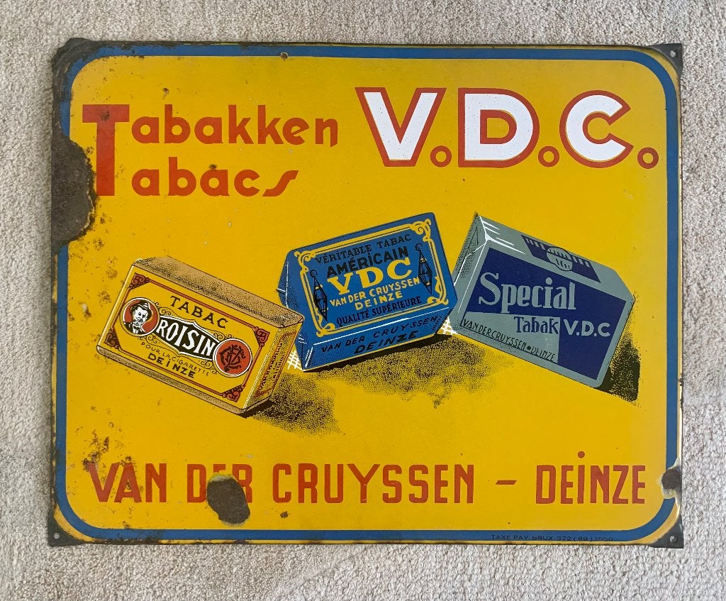 Emaille bord Tabak VDC, Ophalen of Verzenden, Gebruikt, Reclamebord